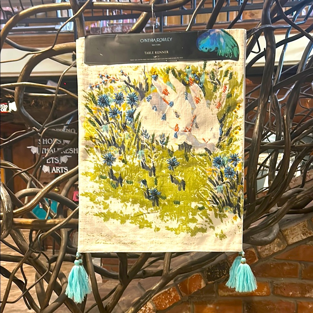NWT Cynthia Rowley Easter Table Runner with Tassel Accents